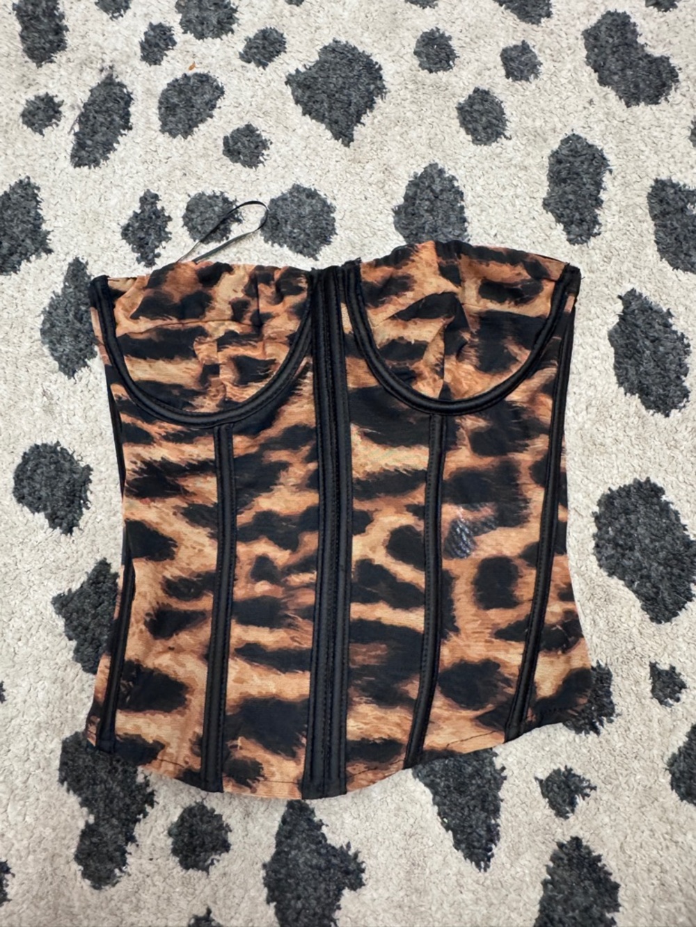 Edikted Brown and Black Animal Print Corset Top